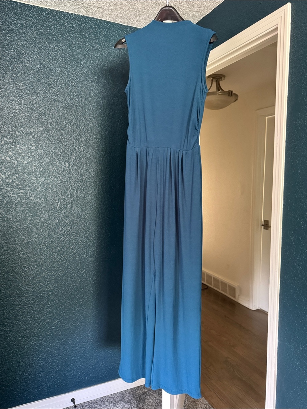 Sleeveless Wide-Leg Jumpsuit in Deep Teal